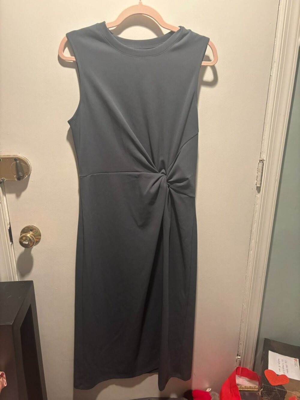 Nordstrom Rack brand women’s gray blue twist front midi sleeveless dress